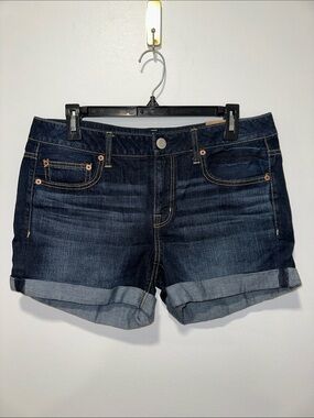 AE 10 BOY MIDI Dark Wash Mid Rise Cuffed Denim Shorts